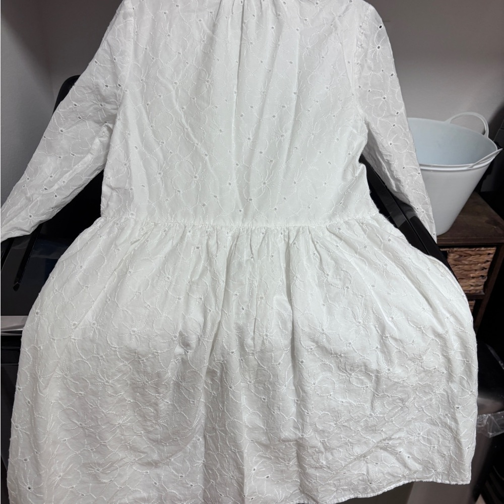 J. Crew White cotton embroidered dress